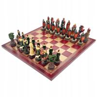 ITALIAN CHESS BOARD LEATHERETTE GOLD/BURGUNDY 33+ITALIAN CHESS PIECES ROBIN