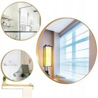 Зеркало круглое стены ванной комнаты золотое 80см гостиная спальня промышленное