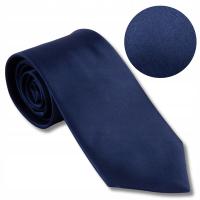 Krawat Męski Elegancki Klasyczny Granatowy Niebieski Prezent Gładki