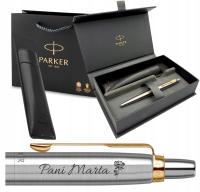 DŁUGOPIS PARKER JOTTER STAL ZŁOCONY Z GRAWEREM W PUDEŁKU PREZENTOWYM Z ETUI