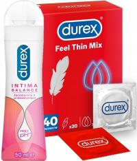 Prezerwatywy Durex Feel Thin 40 szt i żel intymny Durex Intima Balance 50ml