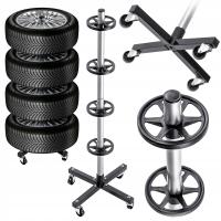 Stojak mobilny na koła wieszak z kółkami opony felgi do garażu z blokadą