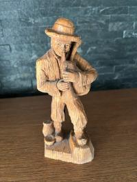 Muzykant Grajek uliczny drewniana figurka France