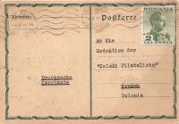 RUMUNIA BUKARESZT -KRAKÓW -postkarte obieg 1936 rok znaczek