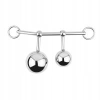 ДВОЙНОЙ ВАГИНАЛЬНЫЙ АНАЛЬНЫЙ КРЮК С ДВУМЯ ШАРИКАМИ 3,8 И 5 СМ МЕТАЛЛИЧЕСКИЙ