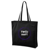 TORBA BAWEŁNIANA MATERIAŁOWA HAFT LOGO FIRMOWA REKLAMOWA PREZENT czarny