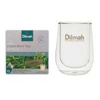 Herbata Biała Dilmah Ceylon Silver Tips 10 torebek + Szklanka Lumiere