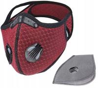 Maska Sportowa Antysmogowa Czerwona Filtry