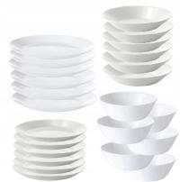 SERWIS OBIADOWY ZASTAWA NA 6 OSÓB ZESTAW 24 ELEMENTÓW BIAŁE SZKŁO KOMPLET