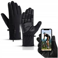 RĘKAWICZKI RĘKAWICE ROWEROWE WODOODPORNE SPORTOWE DOTYKOWE OCIEPLANE M1