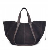 Torebka shopper zamszowa Vera Pelle skóra czekoladowa