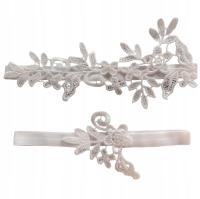 ZESTAW 2 PODWIĄZEK ŚLUBNYCH BIAŁE KORONKA