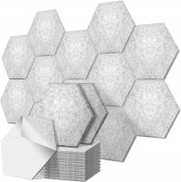 PANELE AKUSTYCZNE WYGŁUSZAJĄCE HEXAGON SZARE SAMOPRZYLEPNE 12 SZT 28X24X1