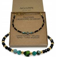 BRANSOLETKA TALIZMAN z kamieniami naturalnymi czarny turmalin - NA PREZENT