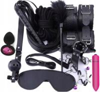 Макс набор БДСМ наручники вибратор кнут зажимы кляп секс эротические гаджеты