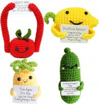 Maskotki zabawka pozytywne warzywa z listem motywacyjnym j.angielski 4szt