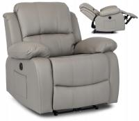 Кресло для отдыха электрическое с подставкой для ног откидывающееся экокожа серый Боно