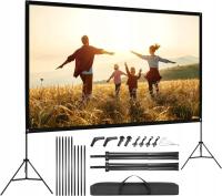 PRZENOŚNY SKŁADANY EKRAN PROJEKCYJNY 100” ZE STATYWEM 16:9 HD 4K Z TORBĄ