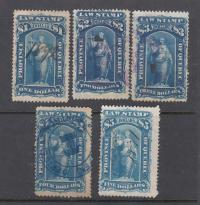 KANADA / QUIBECK / LAW STAMP Scott 24-28 KOBIETA z 1892