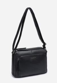 Stylowa Pojemna Listonoszka Torebka Damska Czarna LUIGISANTO Pasek