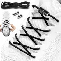 Шнурки для обуви без завязок эластичные 100 см черные круглые шнурки