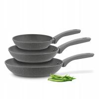 Zestaw PATELNI Marmurowych INDUKCJA GAZ Konighoffer Greys Marble 20/24/28cm