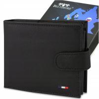 Мужской кожаный кошелек классический большой горизонтальный черный кожа nat Beltimore