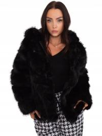 ЧЕРНАЯ МЕХОВАЯ КУРТКА С КАПЮШОНОМ S / M