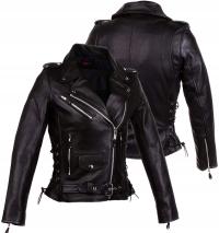 SKÓRZANA RAMONESKA KURTKA MOTOCYKLOWA DAMSKA WYPINANA PODPINKA WOLF BLACK