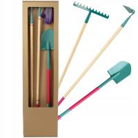 ZESTAW NARZĘDZI OGRODOWYCH SZPADEL GRABIE MOTYCZKA + RĘKAWICE DAMSKIE