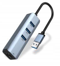 Сетевой адаптер концентратор внешний 3x USB 3.0 GIGABIT Ethernet LAN 1000MBS RJ-45