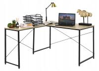 Современный угловой стол в стиле лофт с меламиновой столешницей и черной стойкой