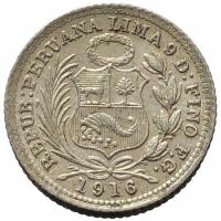 44636. Peru - 1/2 dinero - 1916r. - Ag