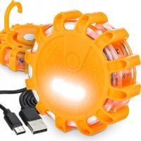 Lampa ostrzegawcza Carmotion pomarańczowa 12 LED akumulatorowa USB-C