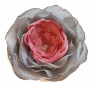 Большой розовый порошок брошь с серым для подарка цветок 12 см