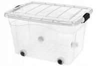 Pojemnik z pokrywą transparent Roller Box 60l z kółkami