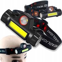 LATARKA CZOŁOWA Z MAGNESEM COB LED CZOŁÓWKA 4w1 LAMPKA USB AKUMULATOR TRYBY