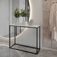 Консольный металлический туалетный столик Loft industrial 80 x 30 черный с белой столешницей