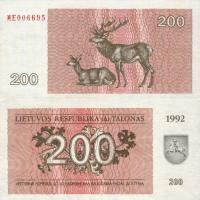 Litwa - Lithuania 1992 - 200 talonas - Pick 43 UNC
