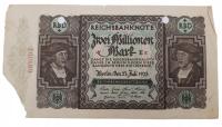 Старая банкнота Германия 2 миллиона марок 1923