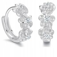 Kolczyki srebrne kwiatki kółka koła dla dzieci dziewczynki srebro rodowane