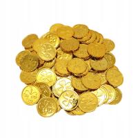 100 SZTUK PLASTIKOWYCH ZŁOTYCH MONET PREMIUM Z WZOREM KONICZYNY DLA DZIECI