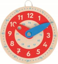 Zegar drewniany Nauka czasu czerwona tarcza Goki