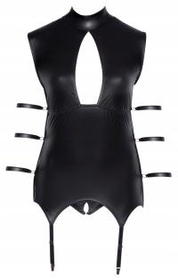 Cottelli Collection Bondage 3XL - Koszulka matowa z paskami i majtki open