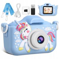 PODWÓJNY APARAT CYFROWY DLA DZIECI Z JEDNOROŻCEM FULL HD + KARTA 64GB