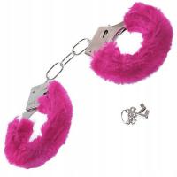 Металлические наручники с мехом и ключами подарок девичник БДСМ