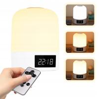 Inteligentna lampka nocna z pilotem-Zegar,regulator jasności i barwy-Timer