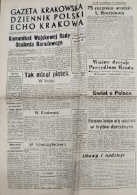 Komunikat WRON 19-20 XII 1981 STAN WOJENNY Gazeta Kr-ska Dziennik Pl Echo