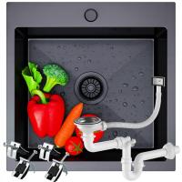 Кухонная раковина с одной раковиной, черная графитовая кухонная раковина, столешница 50x50 см