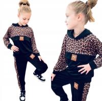 Велюровый спортивный костюм для девочек с леопардовым принтом ласточки 134